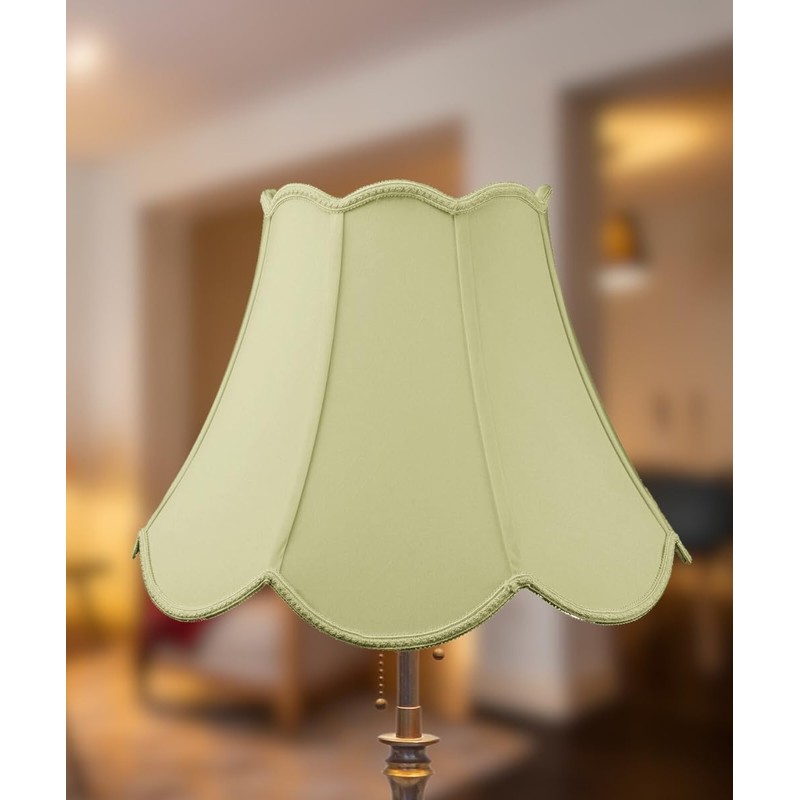 9x18x13 Scalloped Bell Lampshade Eggshell with Brass Spider fitter -