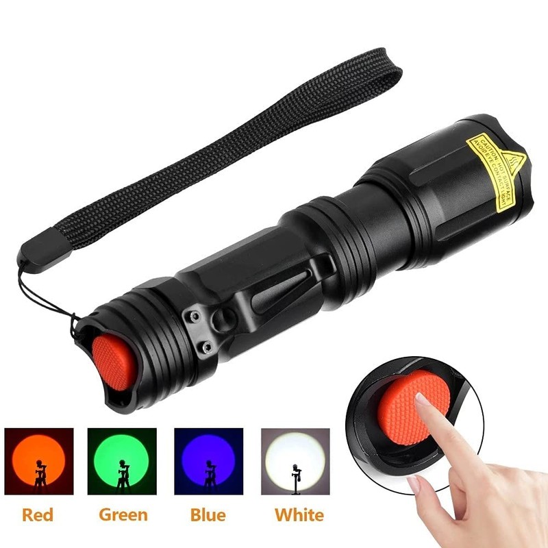 4 Color in 1 Multicolor Flashlight Rechargeable high Lumens Red