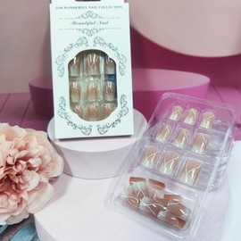 Short Square Press on Nails Silver Glitter Acrylic Fake Nails with Curve Line Design Glossy White Gradient False Nails Silver Shine Stick on Nails Ombre Gel Glue on Nails for Coquette Women Girl 24Pcs