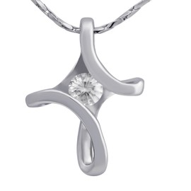 Hanessa Women's Necklace White Gold Plated Curved Cross Crystal Silver Christmas Gift for Girlfriend / Wife, Crystal Gold, Rhinestone