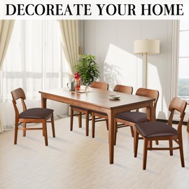 Lufyzora Pu Leather Dining Chair Seat Covers Set of 6, Waterproof Kitchen Chair Covers Stretch Chair Cover for Kitchen/Dining Room/Hotel, Tasteless seat Covers for Chairs (Brown - 6 PCS)