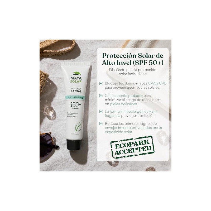 MAYA SOLAR Protector Solar Facial Fps 50+, 50ml (Piel Sensible