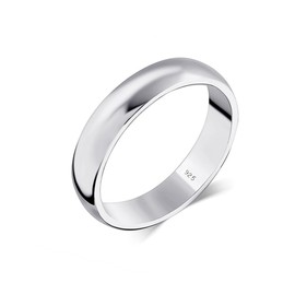 Savlano 925 Sterling Silver 5MM Half - Round Wedding Band Ring for Women and Men Comes in 5-14 Sizes with Gift Box - Made in Italy