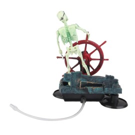 2pcs Aquarium Air-Operated Decoration Fish Tank Decorations Aquarium Skull Decorations Pirate Ornament Fish Tank Bubbler Aquarium Ornaments Skeleton on Wheel Aquarium Landscaping Kisangel