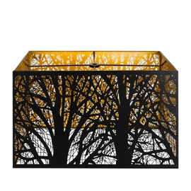 Metal Large Rectangular Lampshade For Table Lamp Floor Lamps,8"×14"×9" Black Outside Gold Inside Replacement Forest Rectangle Lamp Shade Spider Fitter