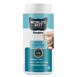 WORLD'S BEST CAT LITTER® Boosters™ Poop Fighter® | Natural and Sustainable Cat Litter Additive | Eliminates Poop, Urine, and Ammonia Odors | Botanical Blocker™ Technology | 18 oz Canister