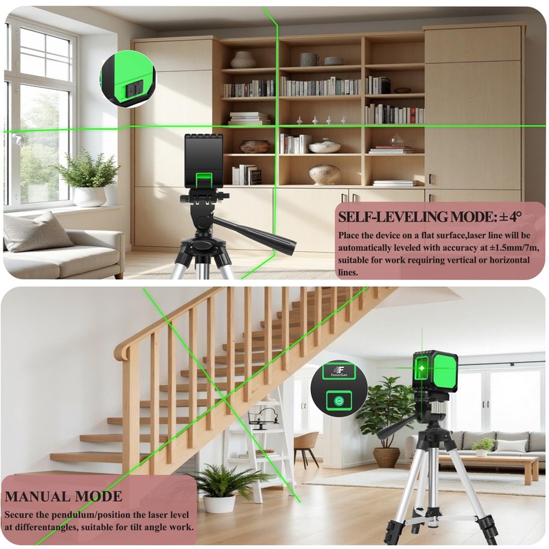 Laser level with tripod home improvement picture hanging tool,Green Cross