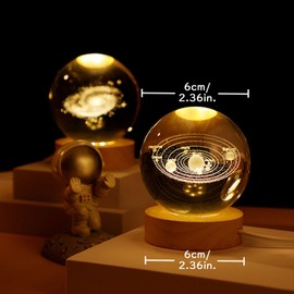 Kertari 2.4 inches (60 mm) Crystal Ball, Solar System, Model, 3D Space Glass, Globe, Interior, Miscellaneous Goods, Stylish, Figurine, Healing, Birthday, Christmas, Valentine's Day, Gift, Popular for