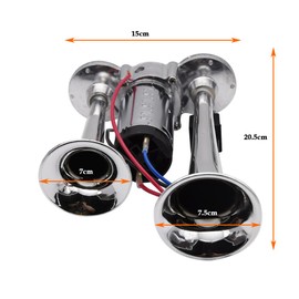 12V 150 DB Dual Trumpet Truck Horn Air Horn Super Loud Double Tube Air Horn Electric Car Air Horn with Compressor Air Horn for Car Truck Train Motorcycle Vehicles Boat Claxon Horns