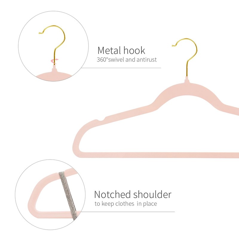 ManGotree Velvet Coat Hangers, Non-Slip Felt Suit Hangers, Ultra-Slim Space