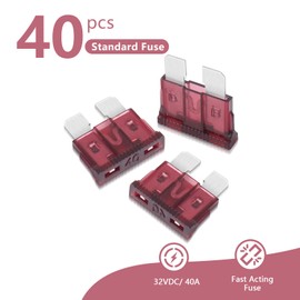 (40Pcs) 40 Amp Standard Automotive Fuse, 40A 12V 24V 32V Car Blade Fuses ATO APR ATS for Car/RV/Truck/SUV/Motorcycle/Boat