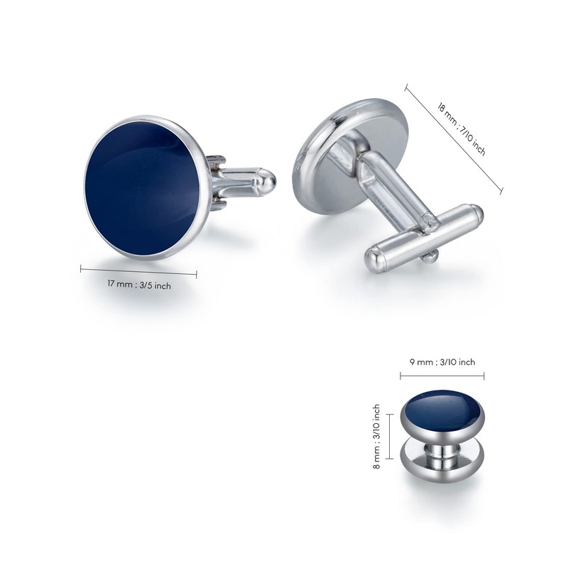 UJOY Cufflinks and Studs Set Blanks Round 4 Colors Shirt