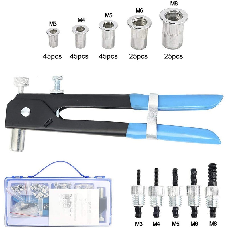 191pcs Heavy Duty Blind Rivet Nut Kit Set, Riveter Tool,