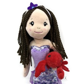 The Petting Zoo Mermaid Doll with Lobster Stuffed Animal- Great Gifts for Girls, Mermaid Plush Doll with Lobster Plush Toy, 17 inch (Brunette)