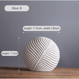 AzulHome Ceramic Vase - Flower Glass Vase for Modern Table Shelf Decor, Nordic Minimalism Aesthetic Boho Style Decor for Bedroom Living Room Office Entryway Centerpiece Solid White (S)