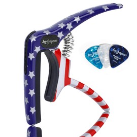 Leo Jaymz Heavy Duty Guitar Capo for Acoustic/Electric Guitars, Guitar Clip made of Zinc Alloy Metal, Guitar Clamp for Bass Classical Guitar, Ukulele, Mandolin,Banjo (Stars and Stripes)