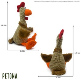 PETONA Squeaky Plush Dog Toys, Chicken Plush Puppy Toys, Interactive Dog Toys for Small, Middle, and Big Dogs (ROOSTER)