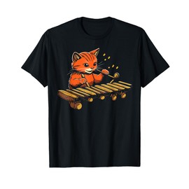 Funny Cat Playing Vibraphone Cool Animal Musicians T-Shirt