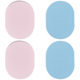 GORGECRAFT Pack of 4 Facial Cleansing Sponge, Reusable Make Up Remover Sponges, Oval Face Wash Sponges, Blue Pink Wash Pads, Moist Powder Puff for Daily Facial Cleansing, Gentle