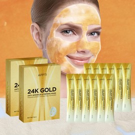 SHEEYOON Gesichtsmaske, Peel Off Crystal Face Jelly Mask Powder und Nicotinamid/Hyaluronsäure Serum Set, DIY Face Spa Hautpflege Maske (24K Gold)