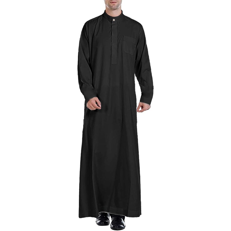 YAOHUOLE Men's Kaftan Long Sleeve Kaftan Men's Long Thobe Men's