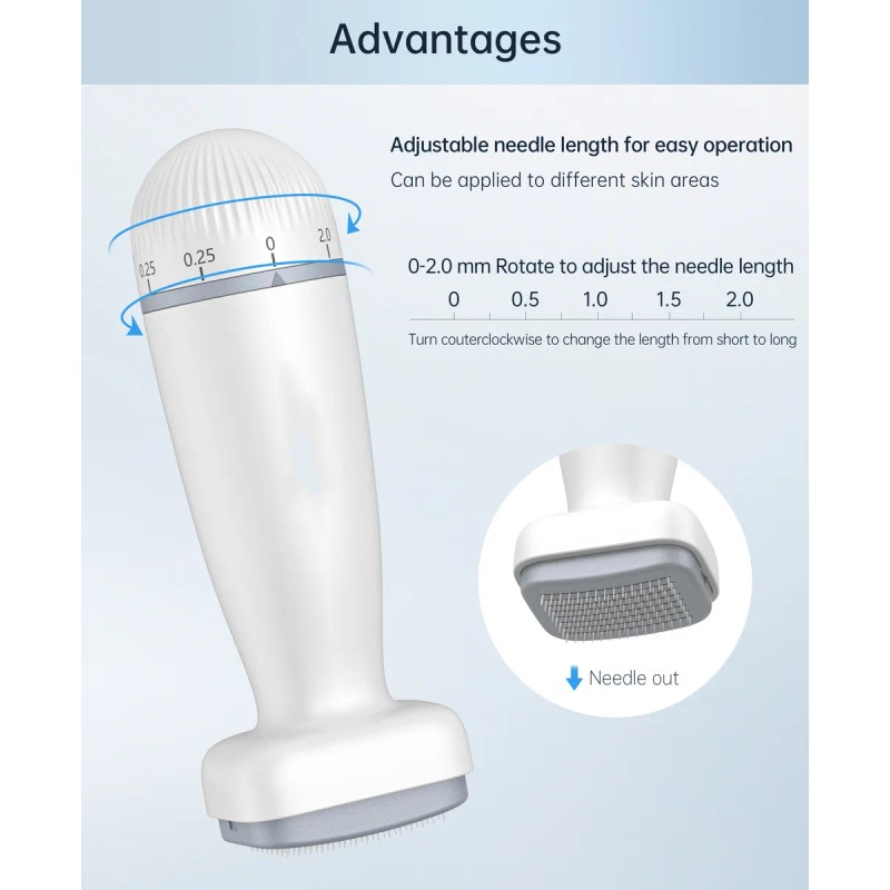 Shzhdikun Tamaño De Microagujas Ajustable 0-2 Mm Para Cabello Y