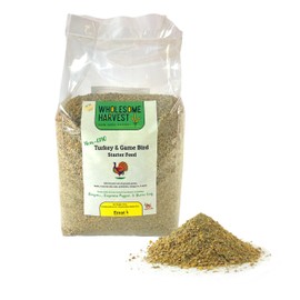 Wholesome Harvest Non-GMO Turkey & Game Bird Starter Feed – 10 lb, 28% Protein, Omega-3, Calcium, Probiotics, Prebiotics & Herbs – Complete Nutrition and Quality Game Bird Feed