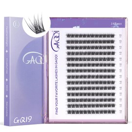 GAQQI Lash Clusters, Individual Lashes 168pcs C Curl, DIY Lash Extension 10mm Length Only False Eyelash Clusters, Natural & Wispy Lash Wisps (GQ19,C Curl,10mm)