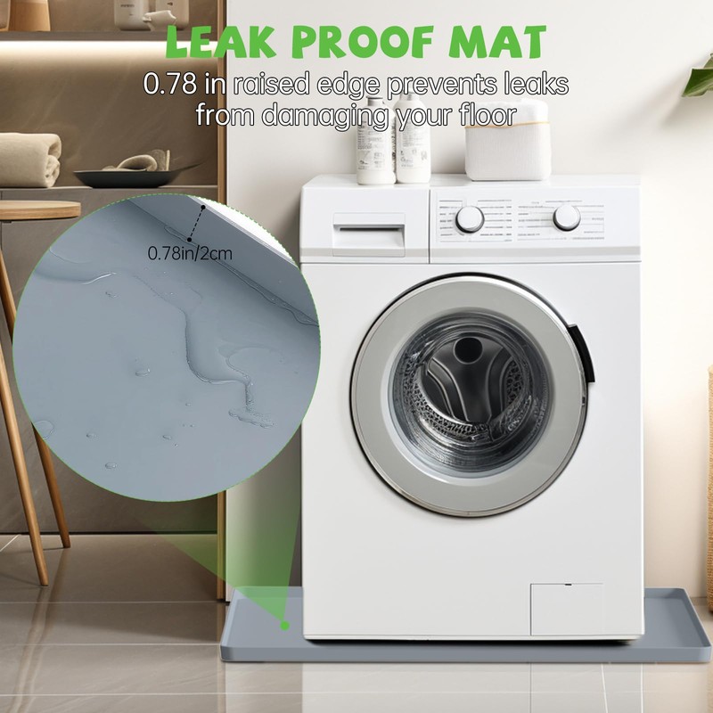 27''x27'' Washing Machine Drain Pan Silicone Mat with 0.78'' Raised
