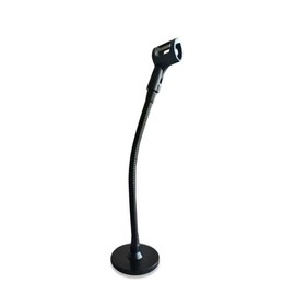 Gooseneck Podium Microphone Mount Stand, 13 inch Flexible Arm with Weighted Base and Clip, Black