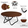 VILLEY Bamboo Round Folding Table, Camping Half-fold Portable Table with
