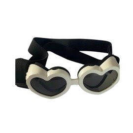 Dog Sunglasses, Heart-Shaped Adjustable Dog Goggles, Puppy UV Protective Glasses, Small Medium Dog Windproof Motorcycle Glasses_White