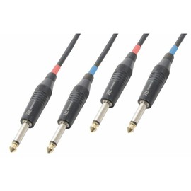 Power Dynamics PD Connex Twin Male 6.3mm Mono Jack to Dual Male 6.3mm Mono Jack Lead Cable 5.0m DJ Disco