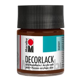 Marabu 11300005040 - Decorlack Acryl Mittelbraun 040, 50 ml, hochglänzender Acryllack auf Wasserbasis, wetterfest, speichelfest, zum Malen, Schablonieren und für Serviettentechnik