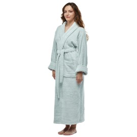 ESKYMODE Womens Soft Cotton Bathrobe, Ankle Length Long Women's Plush Towel Bath Robe Seafoam Medium