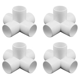 ANPTGHT 1-1/2“ Tee PVC Fitting 5 Way Elbow Connector, Furniture Grade 90 Degree Elbow Side Outlet, PVC Corner Fittings for Building Furniture Greenhouse Shed Pipe Fittings Tent Connection (Pack of 4)