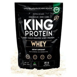 KING Protein Clean Whey Isolate Protein Powder Unflavored | 27g per Serving w/Organic BCAA | Pre-Post Training | 100% Natural | No Carbs | Preservatives & GMO, Soy and Gluten Free | 30 Servings