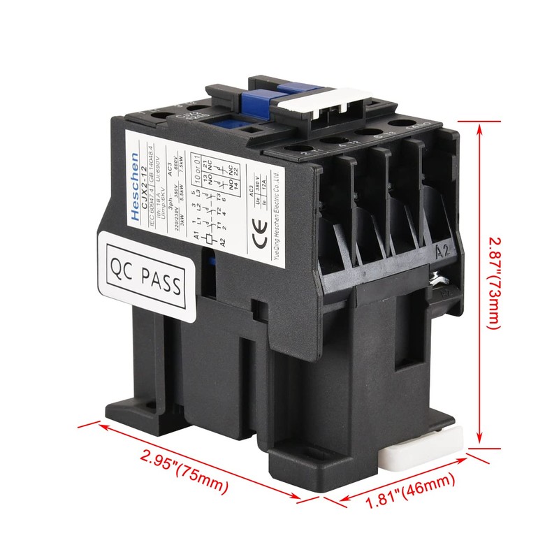 Heschen AC Contactor, CJX2-1201, 220V 50/60Hz Coil, 3P, 3 Pole,