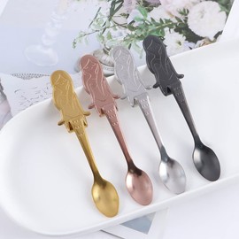 Vctitil 4Pcs Stainless Steel Mermaid Spoons,Long Stirring Spoon Coffee Spoon for Dessert Drink Mixing for Home Kitchen Utensils(4.9in*3.2in*2.4in)