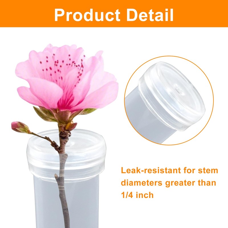 Unlorspy 50Pcs Plastic Stem Water Tubes, Clear Flower Vials with