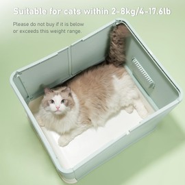 HelloMiao Fully Enclosed Cat Litter Box with Lid, Foldable Extra Large Cat Toilet, Drawer Type Litter Tray with Plastic Scoop, Suitable for Cats Under 17.6Ib(8kg)