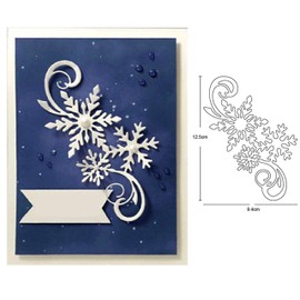 Snowflake Metal Die Cuts,Merry Christmas Snow Flower Border Edge Cutting Dies Cut Stencils DIY Scrapbooking Album Decorative Embossing Paper Dies for Card Making
