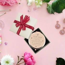 NiuZi-cao Gifts for mom - I Love You mom Gift Rose Gold Compact Mirror - Romantic Gifts for Her Birthday, Wedding Anniversary, Valentines Day, Mother's Day Thanksgiving Day