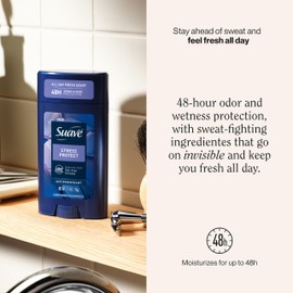 Suave Stress Protect Men’s Antiperspirant Deodorant, All Day Lavender & Cedarwood Scent, for 48hr Odor & Wetness Protection, 2.7oz, 12 Pack