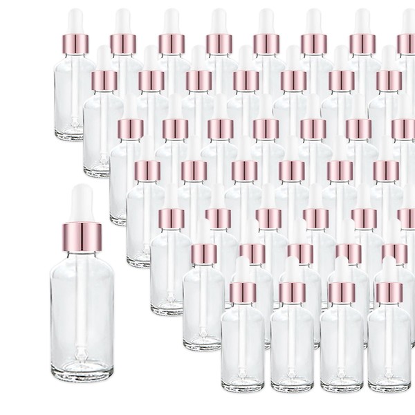 Easeen 48 Pack 2oz Clear Glass Dropper Bottles, Eye Dropper