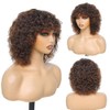 Peluca rizada ombré con flequillo, cabello humano, peluca de cabello