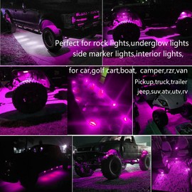 FZSSHYG 10 Pcs Purple LED Rock Strip Lights,Wheel Well Underglow Lighting Kits,Car Rock Lights Exterior Side Marker Lights for Wrangler Truck Golf Cart RV RV SUV Offroad