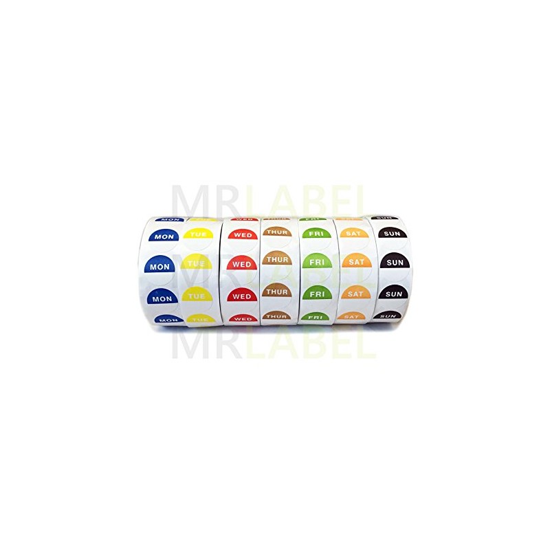 Set of 7 Rolls - Day Dot Food Stickers -