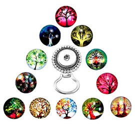 MJartoria Interchangeable Tree of Life Eyeglass Holder Snap Buttons Centerpiece Eye Glass Holding Brooch 12PCS