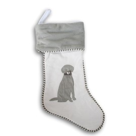 Christmas Dog Stocking with Jingle Bell for Your Puppy - Holiday Gray and White 7 x 13 Inches